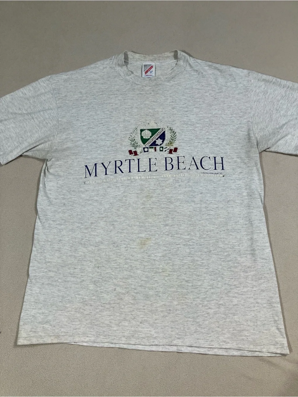 🔥Vtg 90s Myrtle Beach Single Stitch Graphic T-Shirt Jerzees Made in USA Large 🔥